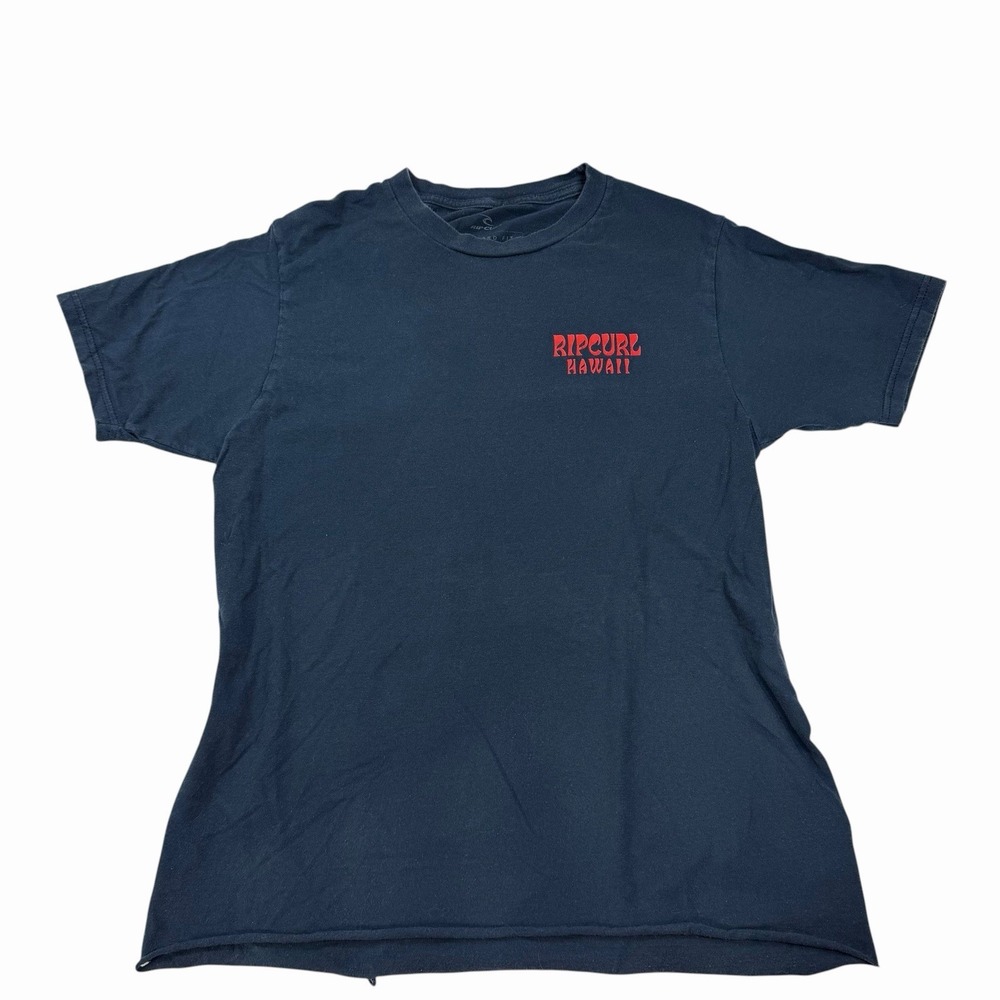 Women's Navy Blue Ripcurl Hawaii Tee Shirt Screen Printed Logo Beach Small Y2K